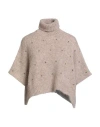 Brunello Cucinelli Woman Turtleneck Sand Size M Alpaca Wool, Polyamide, Wool, Hematite In Sand