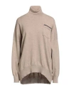 Brunello Cucinelli Woman Turtleneck Sand Size M Cashmere, Brass, Elastane In Brown