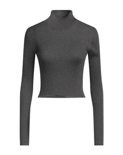 Brunello Cucinelli Woman Turtleneck Charcoal Size Xl Cashmere, Silk, Polyamide, Metallic Polyester In Grey