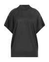 Brunello Cucinelli Woman Turtleneck Charcoal Size M Cashmere, Silk, Brass In Grey