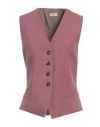 Brunello Cucinelli Woman Tailored Vest Pastel Pink Size 2 Linen, Viscose, Elastane, Brass, Acetate