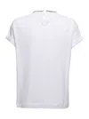 Brunello Cucinelli Womans White Cotton T-shirt With Monile Crew Neck In Blue