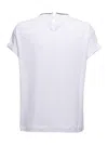 Brunello Cucinelli Womans White Cotton T-shirt With Monile Crew Neck In Blue