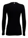 Brunello Cucinelli Womans Long-sleeved Black Cotton T-shirt With Monile Crew Neck In Black