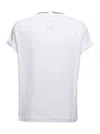 Brunello Cucinelli Womans White Cotton T-shirt With Monile Crew Neck In Blue