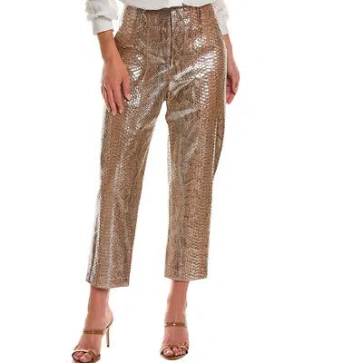 Pre-owned Brunello Cucinelli Women's 100% Genuine Leather Pants/trousers In Gold
