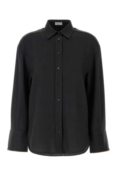 Brunello Cucinelli Women's 100% Virgin Wool Shirt In Grey