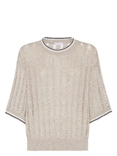 BRUNELLO CUCINELLI WOMEN'S 3/4 SLEEVES ROUND NECK SWEATER