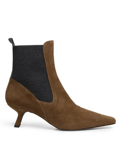 Brunello Cucinelli Women's 50mm Suede Ankle Boots In Brown