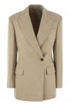 Brunello Cucinelli Double-breasted Wool And Alpaca In Beige