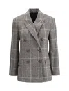 Brunello Cucinelli Women Alpaca And Wool Prince De Galles Blazer In Gray