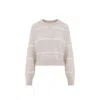 Brunello Cucinelli Striped Sequin-embellished Jumper In Beige