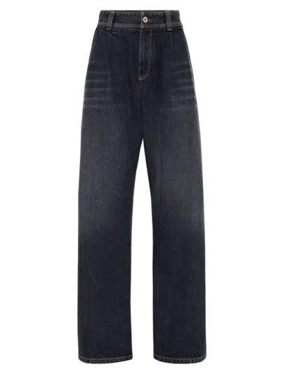 Brunello Cucinelli High-rise Wide-leg Jeans In Dark Grey