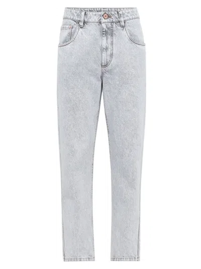 Brunello Cucinelli Women's Authentic Denim Straight Jeans In Grey Denim
