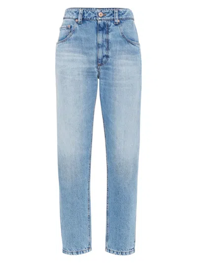 Brunello Cucinelli Women's Authentic Denim Straight Jeans In Light Denim