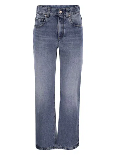 BRUNELLO CUCINELLI WOMEN'S AUTHENTIC LOOSE TROUSERS WITH SHINY TAB