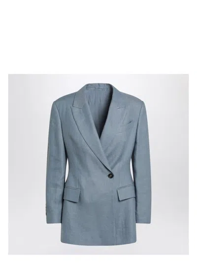 BRUNELLO CUCINELLI WOMEN'S AVIO-COLOURED LINEN BLEND JACKET
