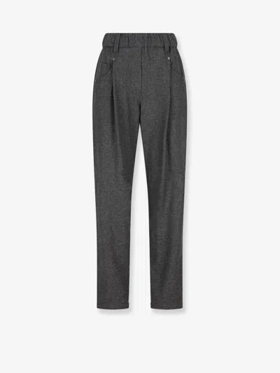 BRUNELLO CUCINELLI BRUNELLO CUCINELLI WOMEN BAGGY FLANNEL TROUSERS