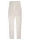 Brunello Cucinelli Women Baggy Pull-up Trousers In Viscose And Linen Fluid Twill In White