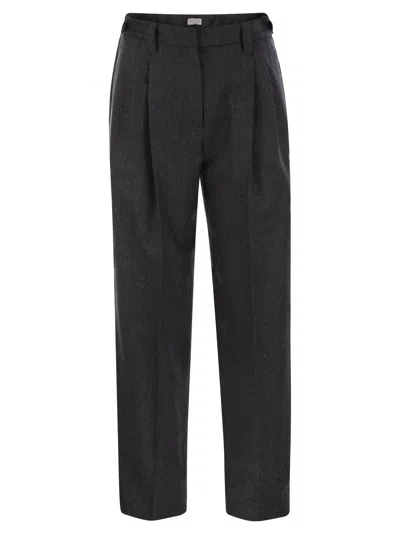 Brunello Cucinelli Women Baggy Sartorial Wool Trousers In Grey