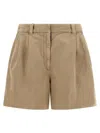 Brunello Cucinelli Baggy Shorts Pleated Front Belt Loops Pockets In Brown
