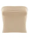 Brunello Cucinelli Beige Jersey Bandeau Top In Animal Print