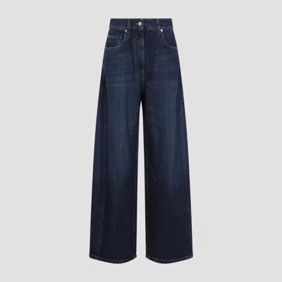 Brunello Cucinelli Wide-leg Cotton Denim Jeans In Blue