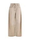 Brunello Cucinelli Women Beige Authentic Denim Wide Jeans With Monili In Neutral