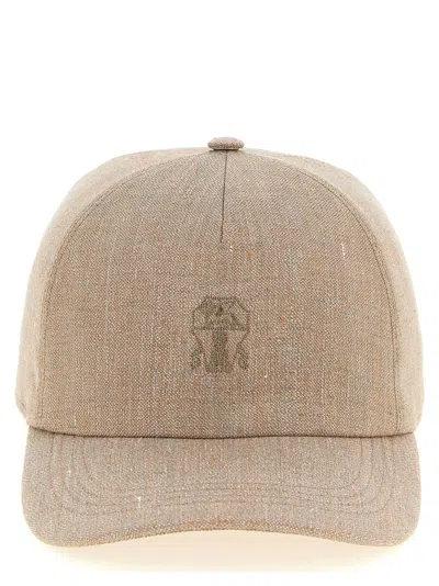 Brunello Cucinelli Beige Baseball Textured Hat In Brown