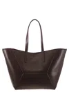Brunello Cucinelli Geometric Design Leather Tote Bag With Structured Silhouette In Brown