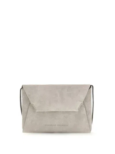 Brunello Cucinelli Women Bc Duo Suede Clutch Bag In Gray