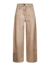 Brunello Cucinelli Women Beige Authentic Denim Wide Jeans With Monili In Neutral