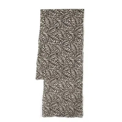 Brunello Cucinelli Women's Beige Brown Leaf Pattern Scarf In ["brown","beige","multi-color"]