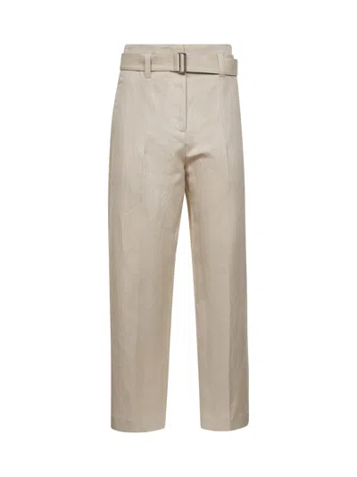 Brunello Cucinelli Women Beige Canvas Corset Cigarette Trousers