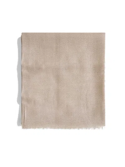 Brunello Cucinelli Women Beige Cashmere And Silk Sparkling Scarf