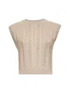 Brunello Cucinelli Women Beige Dazzling Double Cable Knit Vest In Yellow