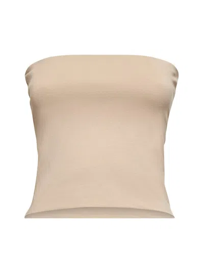 BRUNELLO CUCINELLI BRUNELLO CUCINELLI WOMEN BEIGE JERSEY BANDEAU TOP