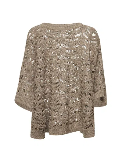 Brunello Cucinelli Women Beige Knit Dazzling Cape