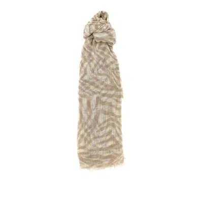 Brunello Cucinelli Women's Beige Linen Patterned Scarf In Neutral