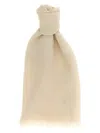 Brunello Cucinelli Silk Cashmere Rectangular Scarf Refined Drape In White