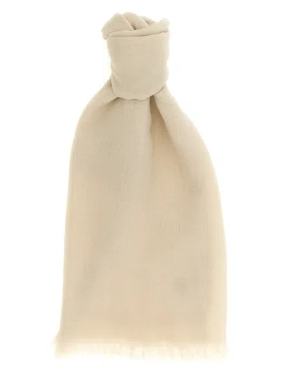 BRUNELLO CUCINELLI WOMEN BEIGE SILK SOLID SCARF