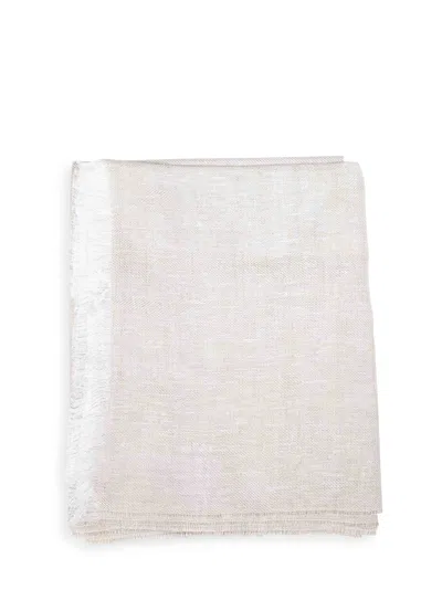 Brunello Cucinelli Women Beige Sparkling Linen Blend Scarf In Neutral