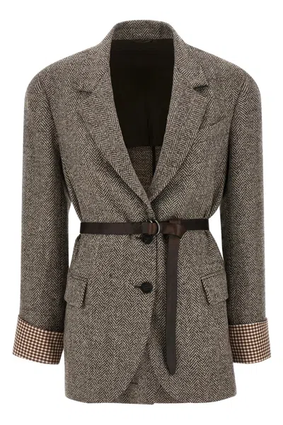 Brunello Cucinelli Women Belt Blazer In Green