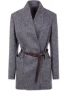 Brunello Cucinelli Herringbone Jacket In Gray