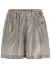 Brunello Cucinelli Striped Linen Bermuda Shorts Bermuda And Short In Multicolor