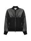 Brunello Cucinelli Women Black Organza Shiny Trims Bomber Jacket In Black