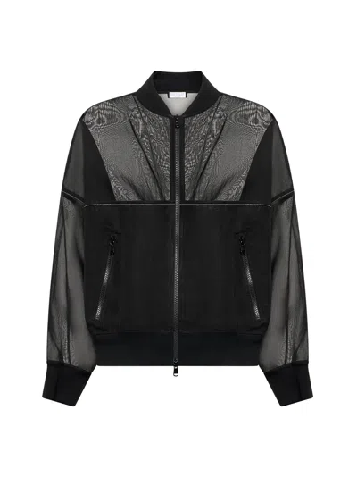 Brunello Cucinelli Women Black Organza Shiny Trims Bomber Jacket