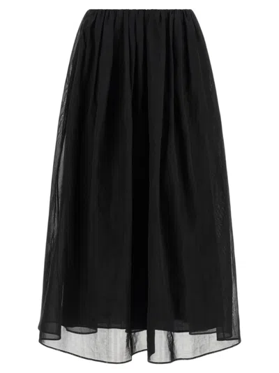 Brunello Cucinelli Cotton Organza Flared Skirt In Black