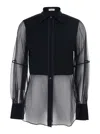 Brunello Cucinelli Women Black Shirt With Point Collar And Monils Detail On The Front In Fabric Woma In Black