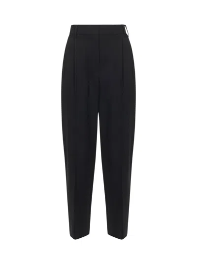 Brunello Cucinelli Women Black Tropical Luxury Wool Monili Slouchy Trousers